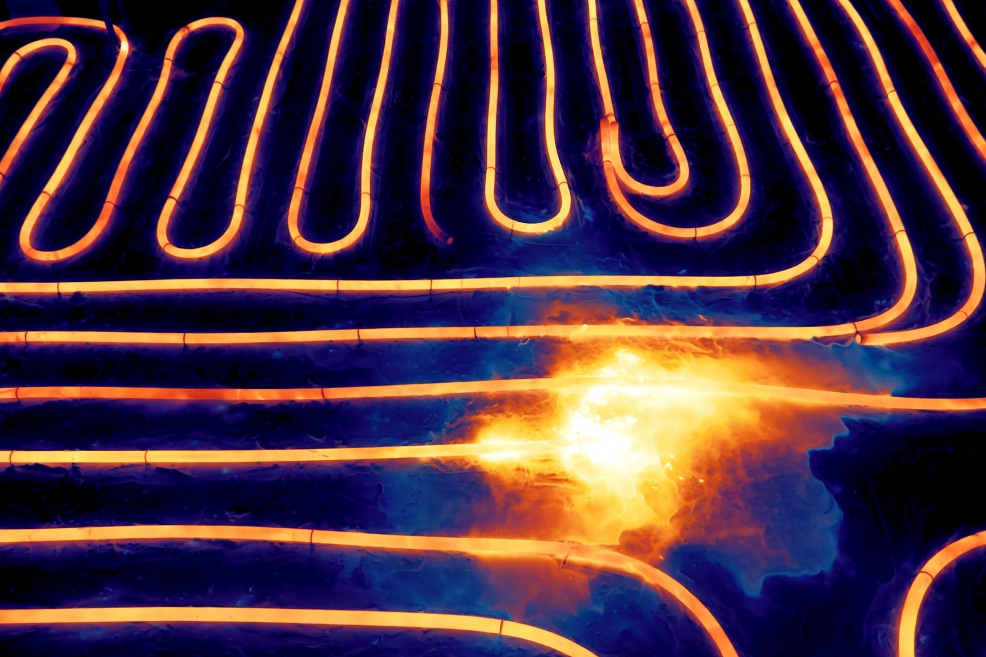 Thermal camera pinpointing an underfloor heating leak in Santee, CA